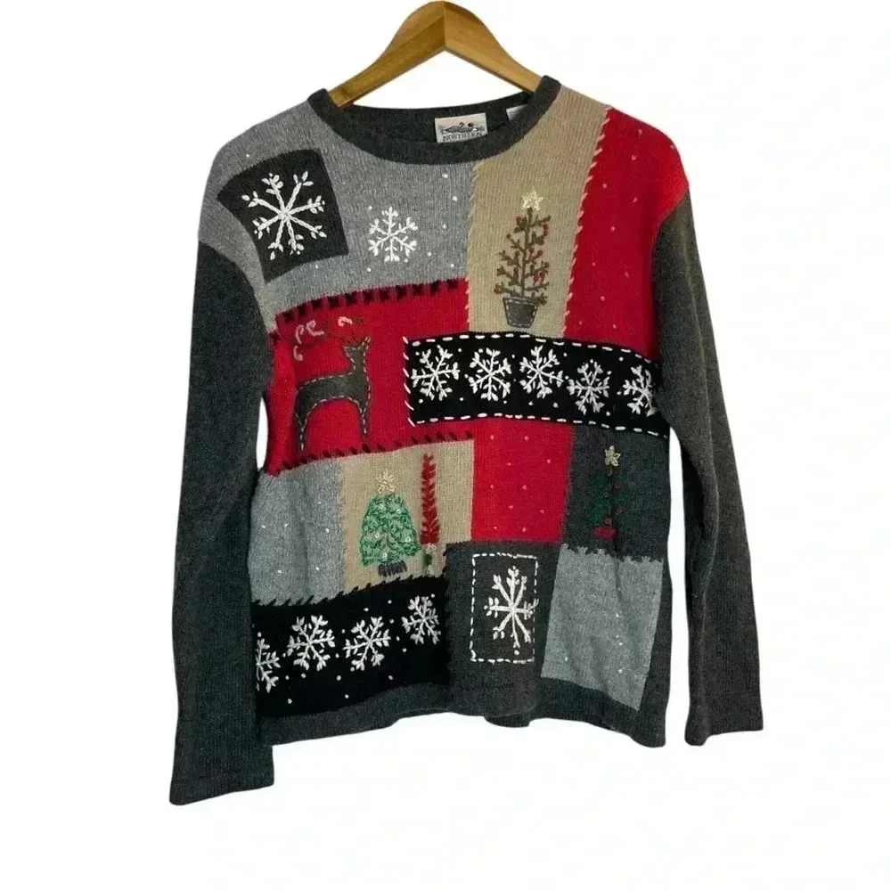 Vintage Northern Reflections Winter Christmas Sweater Women’s Medium 15%‎ Wool